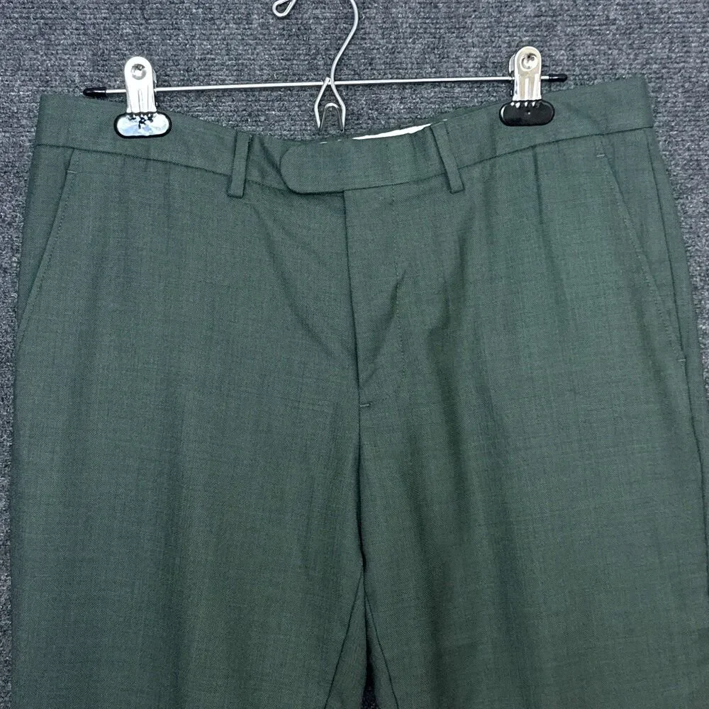 J.Crew Bowery Dress Pants Mens 33/30 Olive Green Wool Slim Fit G7124 Classic